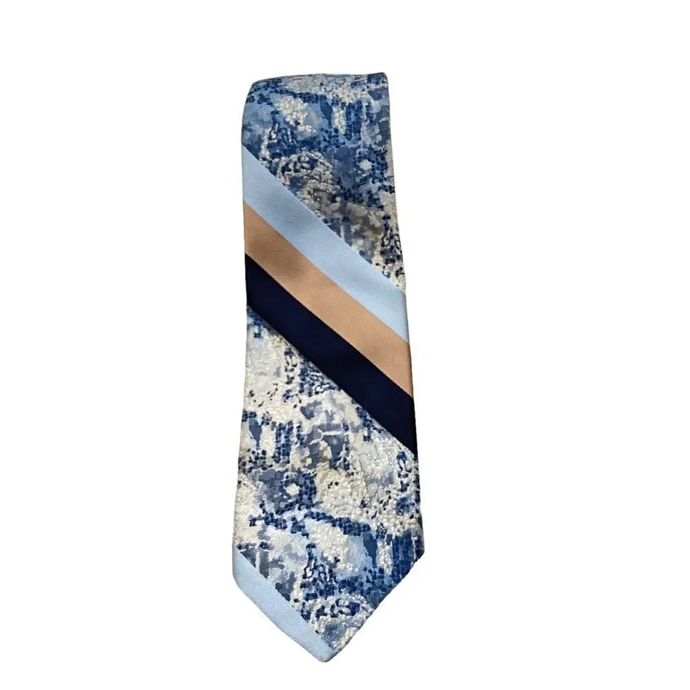 Vintage 70’s Oleg Cassini by Burma Mixed Media Blue Tie‎